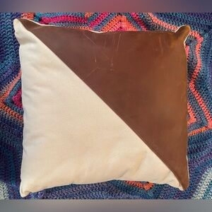 NWT Repurposed Brand Leather & Canvas 18x18 Pillow